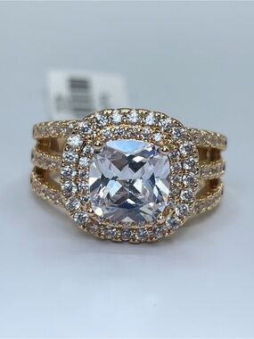 Swarovski Crystal Elements White Crystal Halo Statement Ring Bold Sz 8